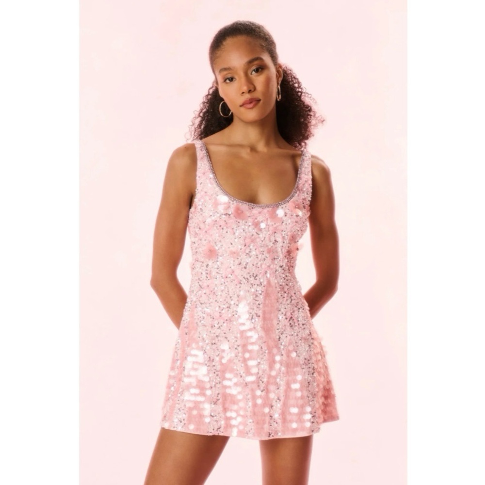 LoveShackFancy Sarine Beaded Mini Party Dress